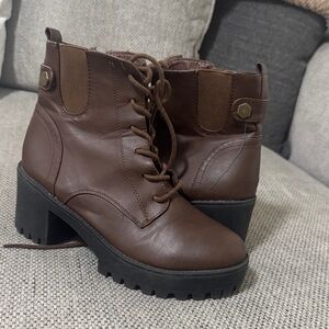 Brown Lace-Up Ankle Boots